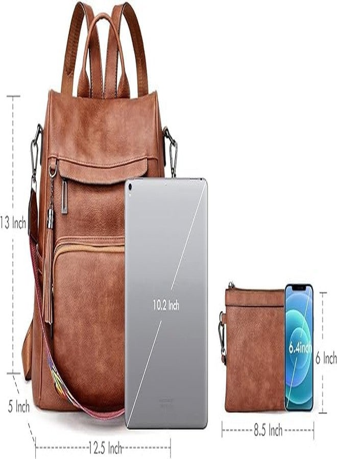 TrueArch Anti-Theft Leather Backpack & Purse for Women | Combo Pack | Shoulder Bag for Women and Girls | College Bag for Girls | Multipurpose Travel Bag | Durable | PU Leather (Tan) - Image 5